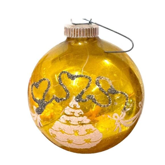 Set 5 West Germany Shiny Brite Christmas Tree Themed Ornaments Vtg Glass Balls - Picture 5 of 12